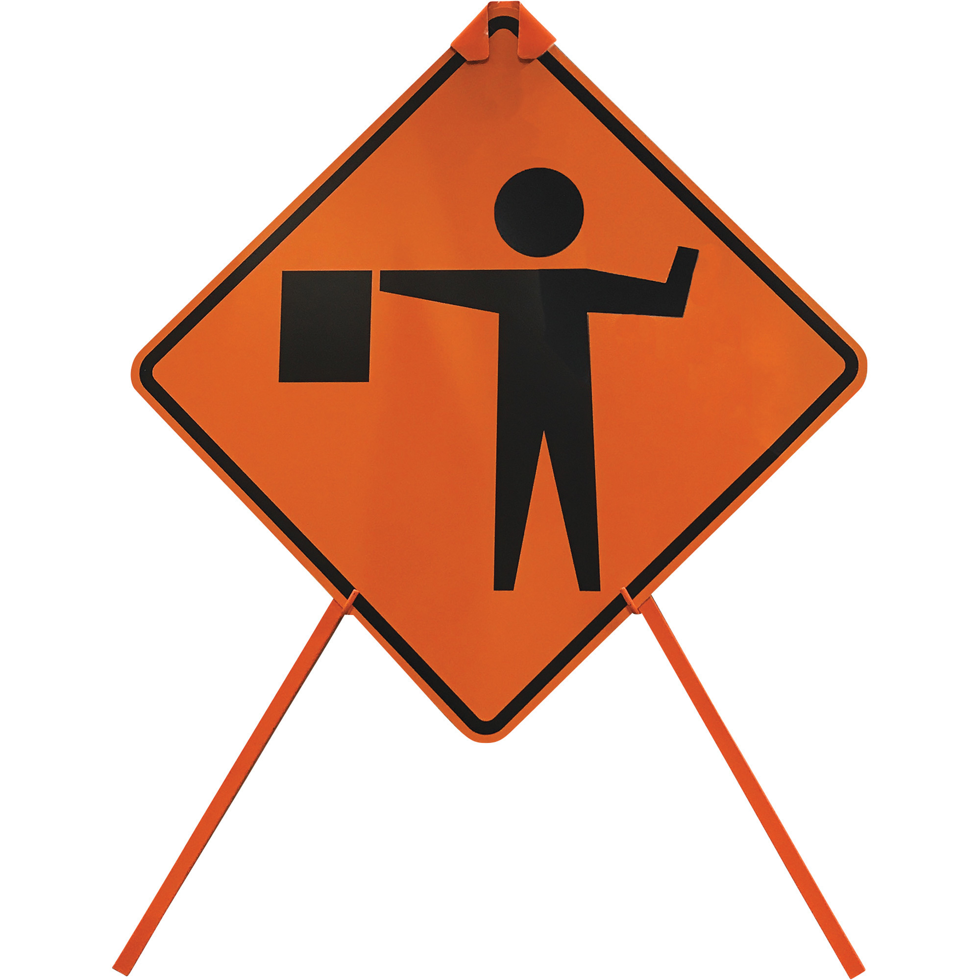 WATCHDOG Tripod Sign Stand for Rigid Traffic Safety Signs, Orange Powder-Coat Finish, for 36in. x 36in. and 48in. x 48in. Signs, Model# SS105
